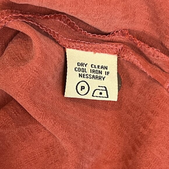 Montego Mon Shirt Mens XL Rust 100% Silk Embroidered Hawaiian Camp Resort Casual - Picture 5 of 9